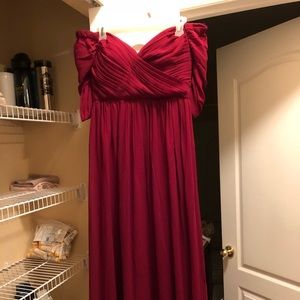 Long Burgundy off the shoulder dress. Brand new